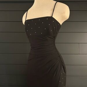 City Triangles Maxi Gown 90s Y2K Vintage Rhinestone Layered Glam Spaghetti Strap